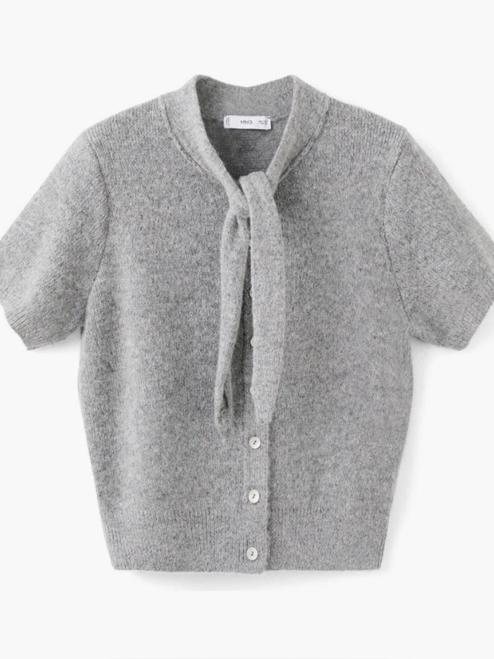 Mango Short Sleeve Tie Cardigan Wool Blend Sweater (Size Large) NWT